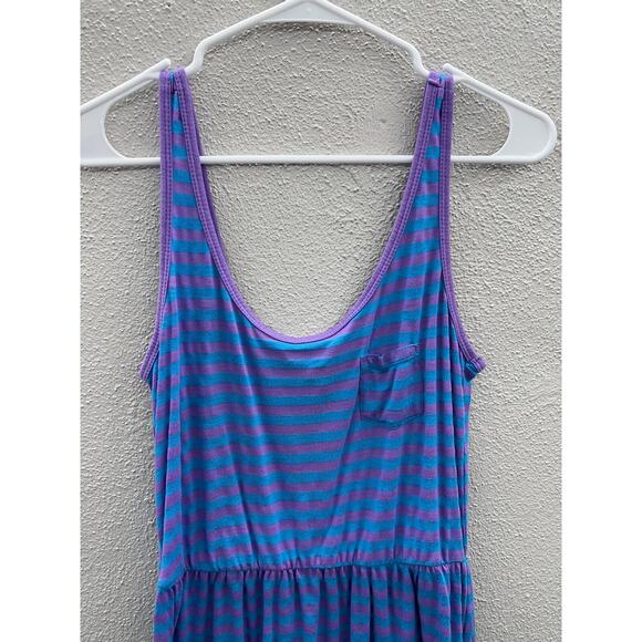Womens Just Love Dress Size Medium Blue and Purple Striped Sleeveless - Picture 2 of 10